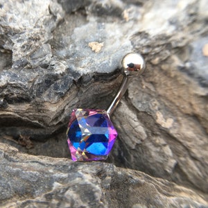 Colourful Stone Belly Ring, Belly bar,Navel Piercing Ring,Gift for her,Belly Button Ring, Body Jewelry