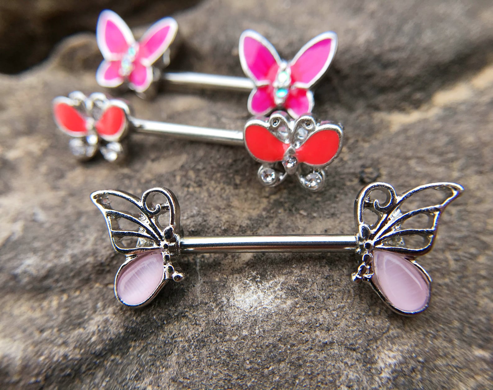 butterfly nipple rings