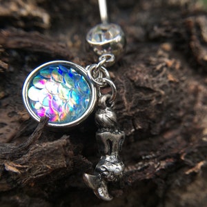 Mermaid Fish scales Belly Ring, Belly bar,Navel Piercing Ring,Gift for her,Belly Button Ring, Body Jewelry