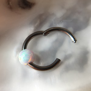 16G Daith Hoop, opal clicker ring, Daith Hoop Earring, Septum hoop, Septum Piercing, Rook Piercing 8mm, nose ring, daith