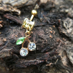 Cherry Belly Ring, Belly bar,Navel Piercing Ring,Gift for her,Belly Button Ring, Body Jewelry
