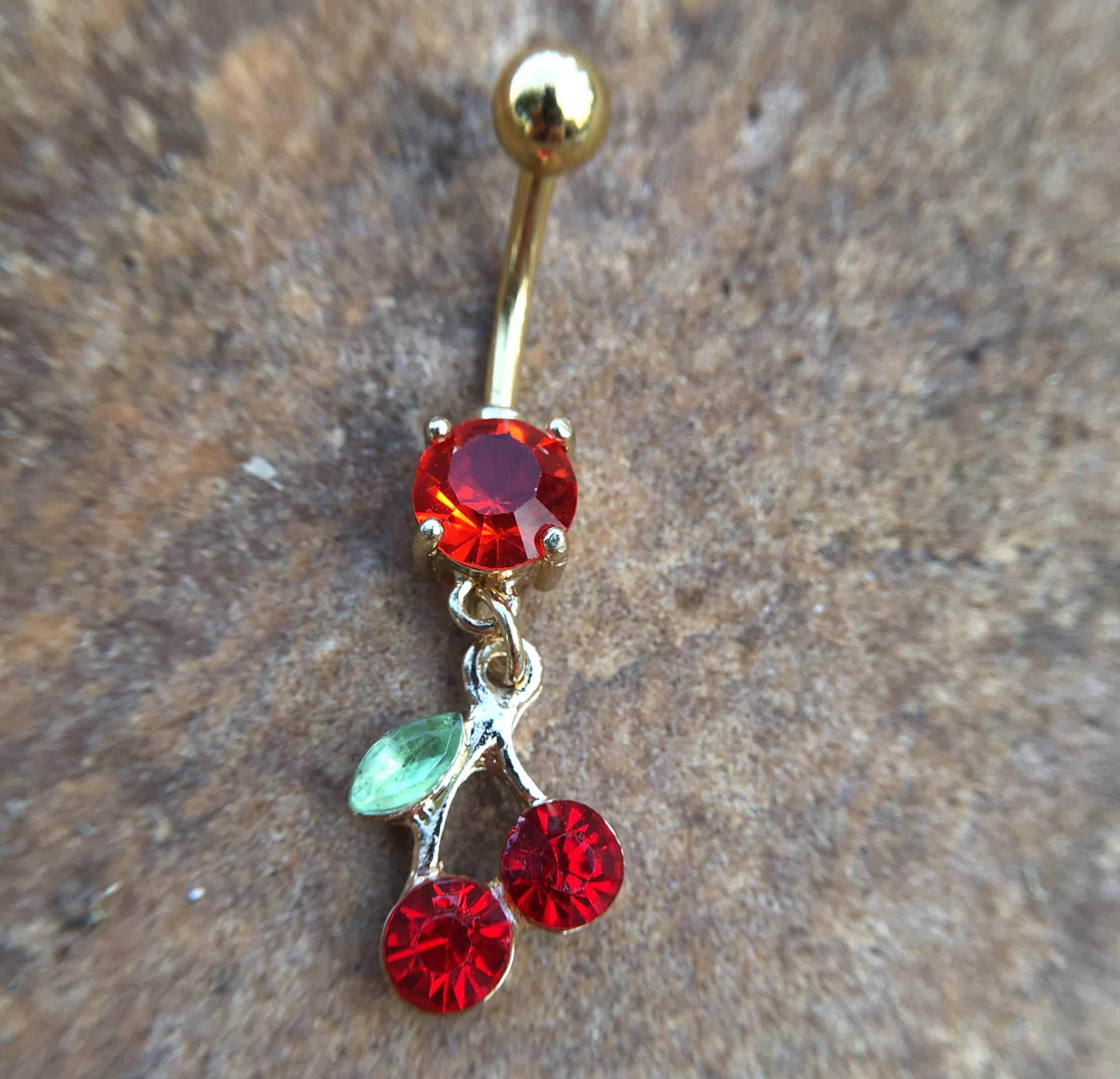 Cherry Belly Ring, Belly bar,Navel Piercing Ring,Gift for her,Belly Button Ring, Body Jewelry