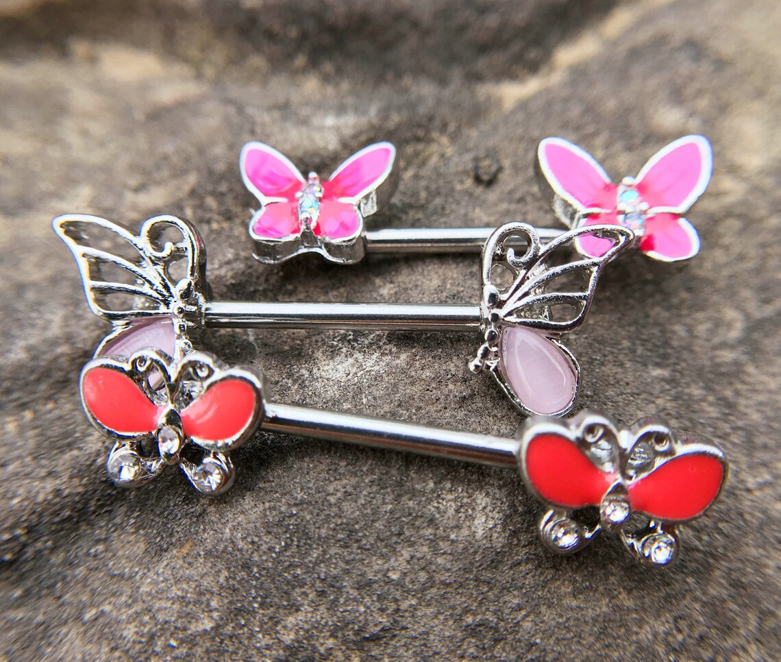 butterfly nipple rings
