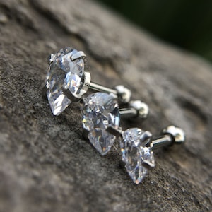 16G   Water droplets earrings,Ear Piercing, Helix, Tragus, Cartilage Piercing, External Thread Ball End, Labret, 6mm bar