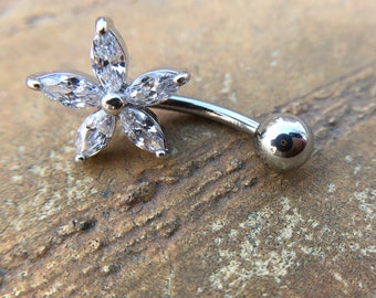 Belly Ring, Belly bar,Navel Piercing Ring,Belly Button Ring,flower belly ring