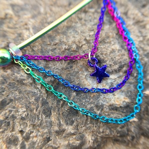 14g Surgical Steel Star Industrial Barbell,Piercing Jewelry, Industrial Barbell