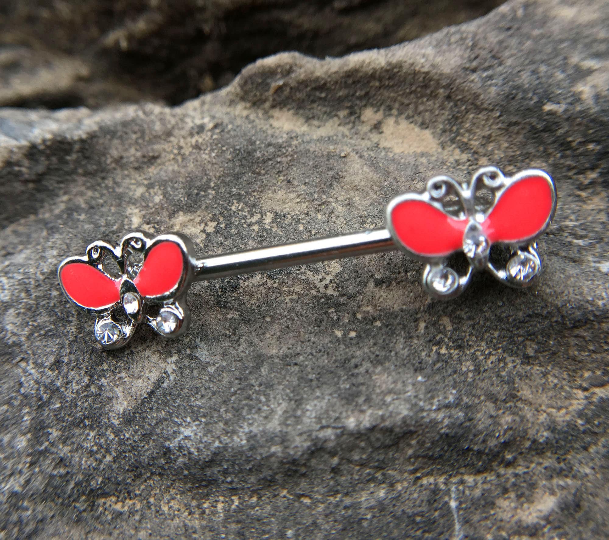 butterfly nipple rings