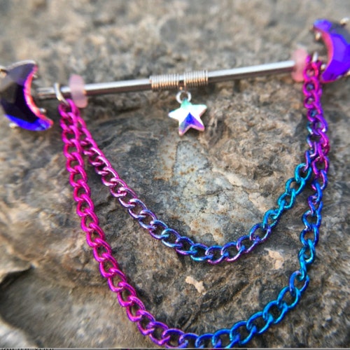 Piercing Industriel En Acier Chirurgical 14G - Barre D'Échafaudage 38mm Avec Zircone Pavée - Pour Homme Et Femme