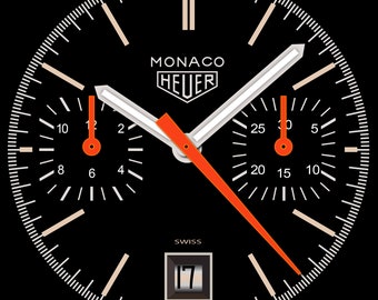 TAG Heuer Monaco Montre à quartz noire (.ai) Fichier illustratif vectoriel