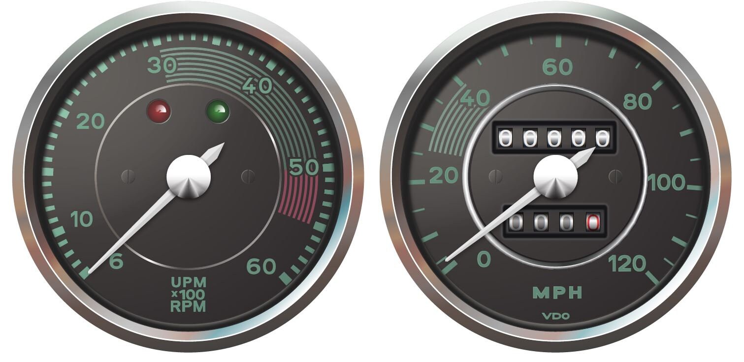 Porsche Speedometer and Tachometer .ai Vector Illustrator File Etsy