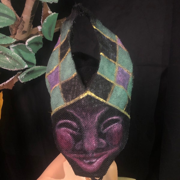 Schwarzer Narr Maske - Schwarze Masquerade Maske - Gruselige Maske - Fotoshooting Requisiten - Handgefertigte Einzigartige Kostümkunst - Tragbare Karneval Masken