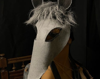 Grey Horse Mask for Halloween, Mardi Gras, Parades, Photo Shoots