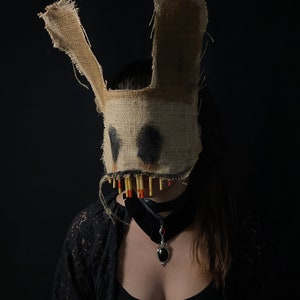 Scary Rabbit Mask, Creepy Easter Bunny Mask, Adult Halloween Costume, Masquerade, Photo Shoot Props