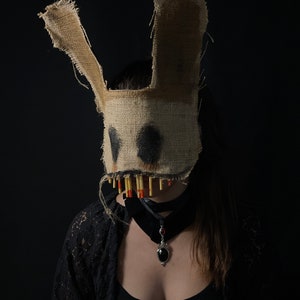 Rabbit Mask, Bunny Horror Mask, Scary Adult Halloween Costume, Masquerade, Photo Shoot Props