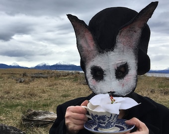 White Rabbit Masquerade Mask - Bunny Adult Halloween Mask - Cosplay, Larp, Costume Movie Props