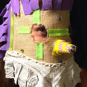 Handmade Cajun Mardi Gras Mask: Chicken Chase Costume