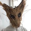 Scary Weird Mask, Creepy Adult Halloween Costume, Raffia, Straw, Wicker Man, Photo Shoot Prop product logo