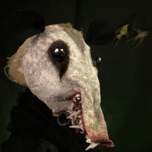 Creepy Cute Burlap Opossum Possum Mask - Adult Halloween, Masquerade, Cosplay Costume Masks for Photo Shoots, Videos and Fun Times