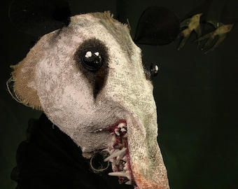 Creepy Cute Burlap Opossum Possum Mask - Adult Halloween, Masquerade, Cosplay Costume Masks for Photo Shoots, Videos and Fun Times