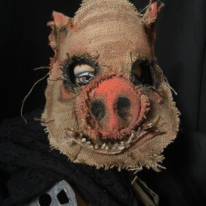 Hog Horror Pig Mask - Scary Adult Halloween Boar Costume - Handmade Custom Props - Creepy Scarecrow Javali Mask