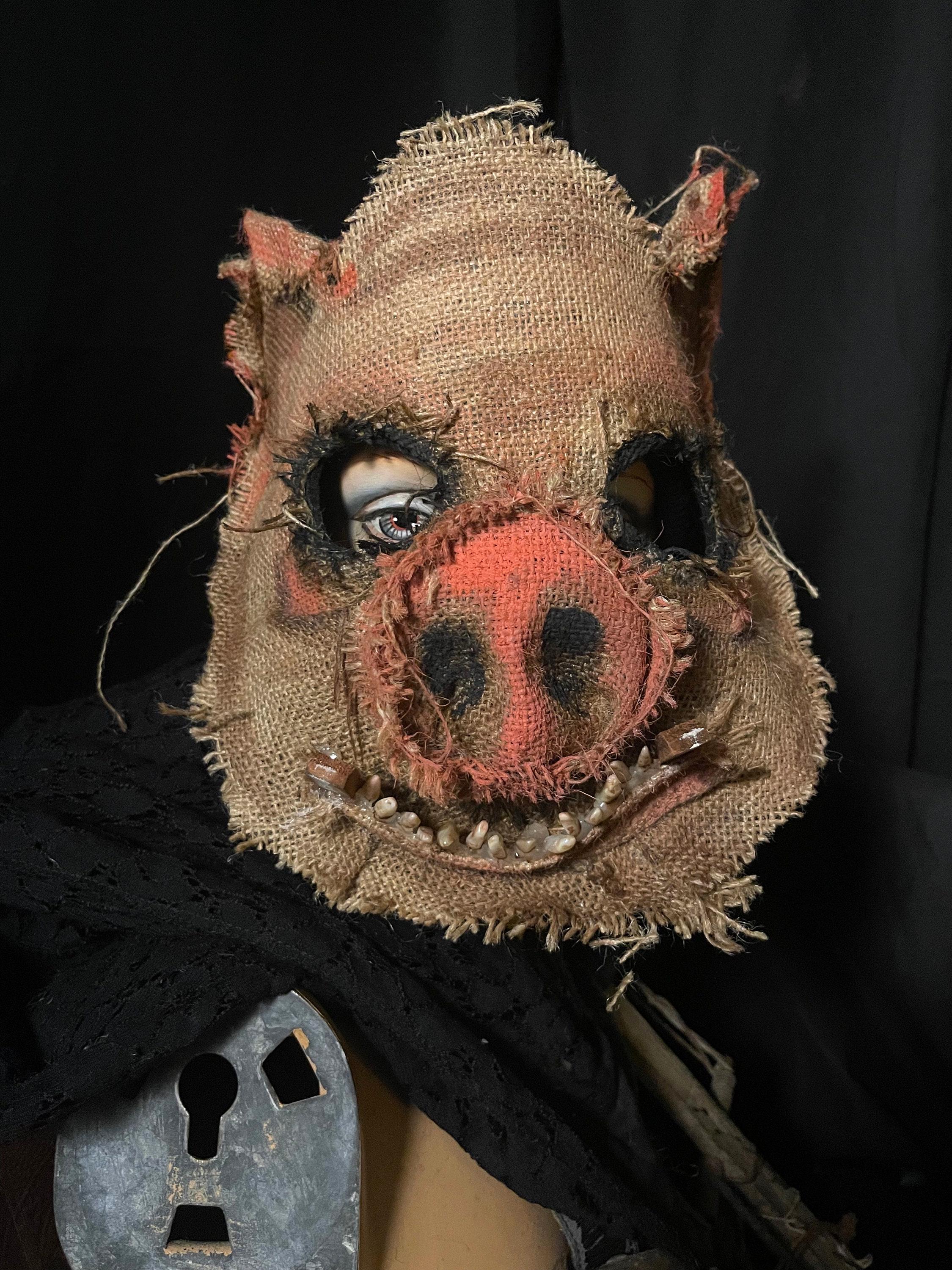 Hog Horror Pig Mask - Swine Adult Halloween Boar Costume - Handmade Custom Props - Creepy Javalina Mask