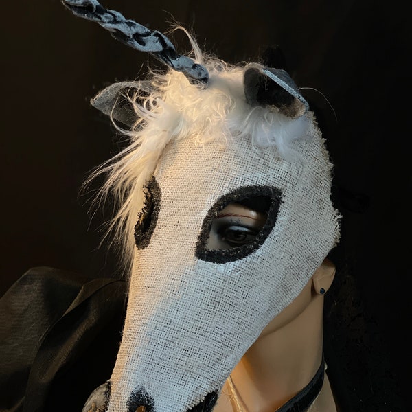 Creepy Unicorn Masks - Mari Lwyd Mask - Horse Skull Mask