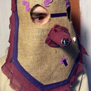 Handmade Burlap Mardi Gras Mask: Cajun Carnival Costume