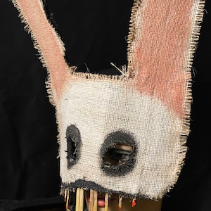 Creepy Burlap Rabbit Mask: Adult Halloween Bunny Costume