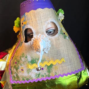 Handmade Burlap Mardi Gras Mask: Cajun Chicken Chase Costume