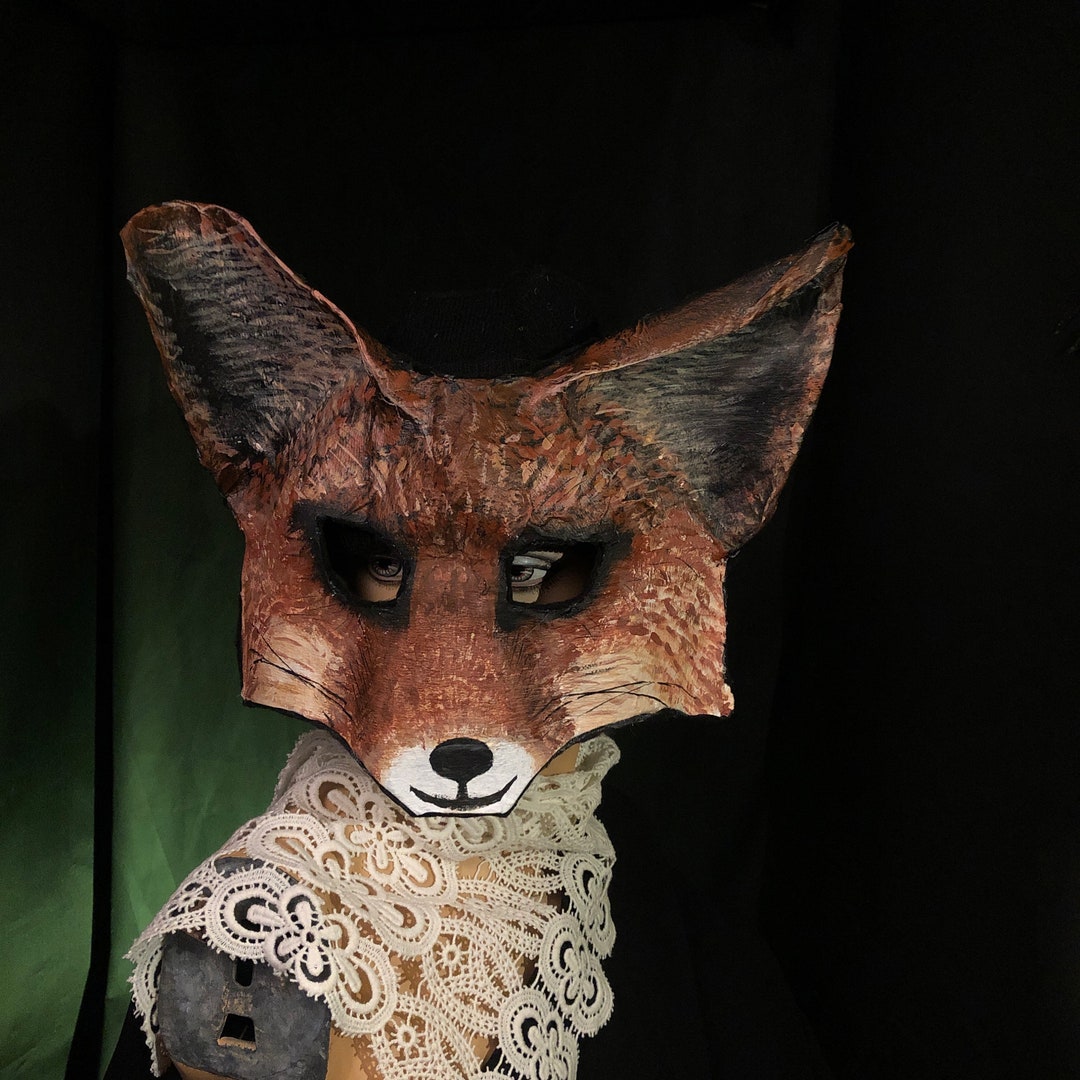 Kitsune Fox Mask Papiermâché Adult Halloween Costumes for Etsy