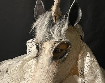 Scary Unicorn Masks - Mari Lwyd Mask - Horse Skull Mask