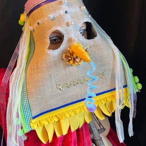 Handmade Burlap Mardi Gras Mask: Cajun Chicken Chase Costume