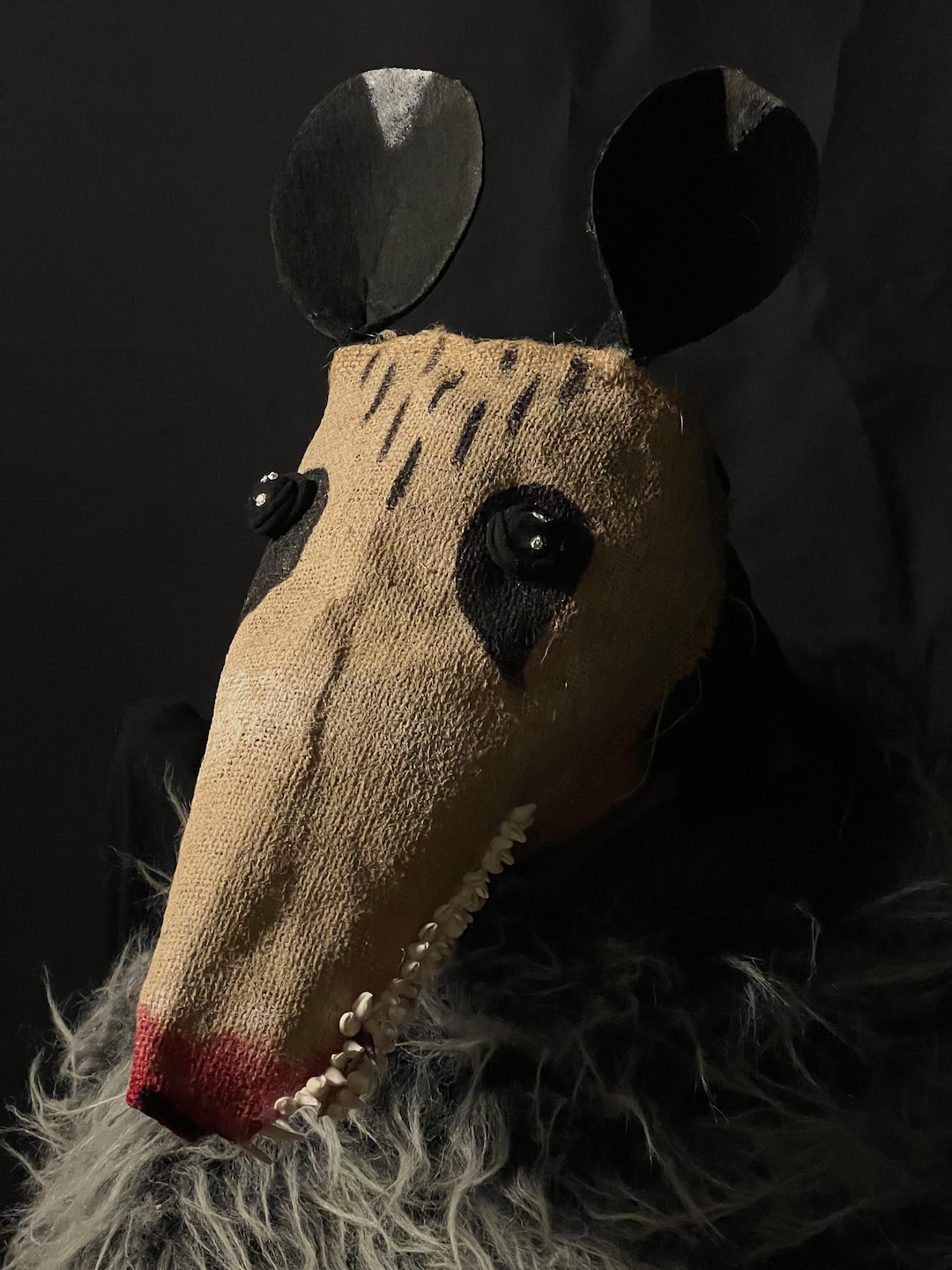 Creepy Cute Burlap Opossum Possum Mask Adult Halloween, Masquerade, Cosplay Costume Masks for