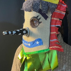 Handmade Burlap Mardi Gras Mask: Cajun Chicken Chase Costume