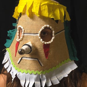 Handmade Cajun Mardi Gras Mask:  Chicken Chase Costume