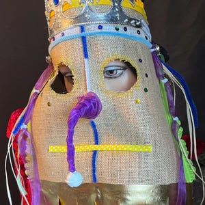 Handmade Burlap Mardi Gras Mask: Cajun Carnival Costume