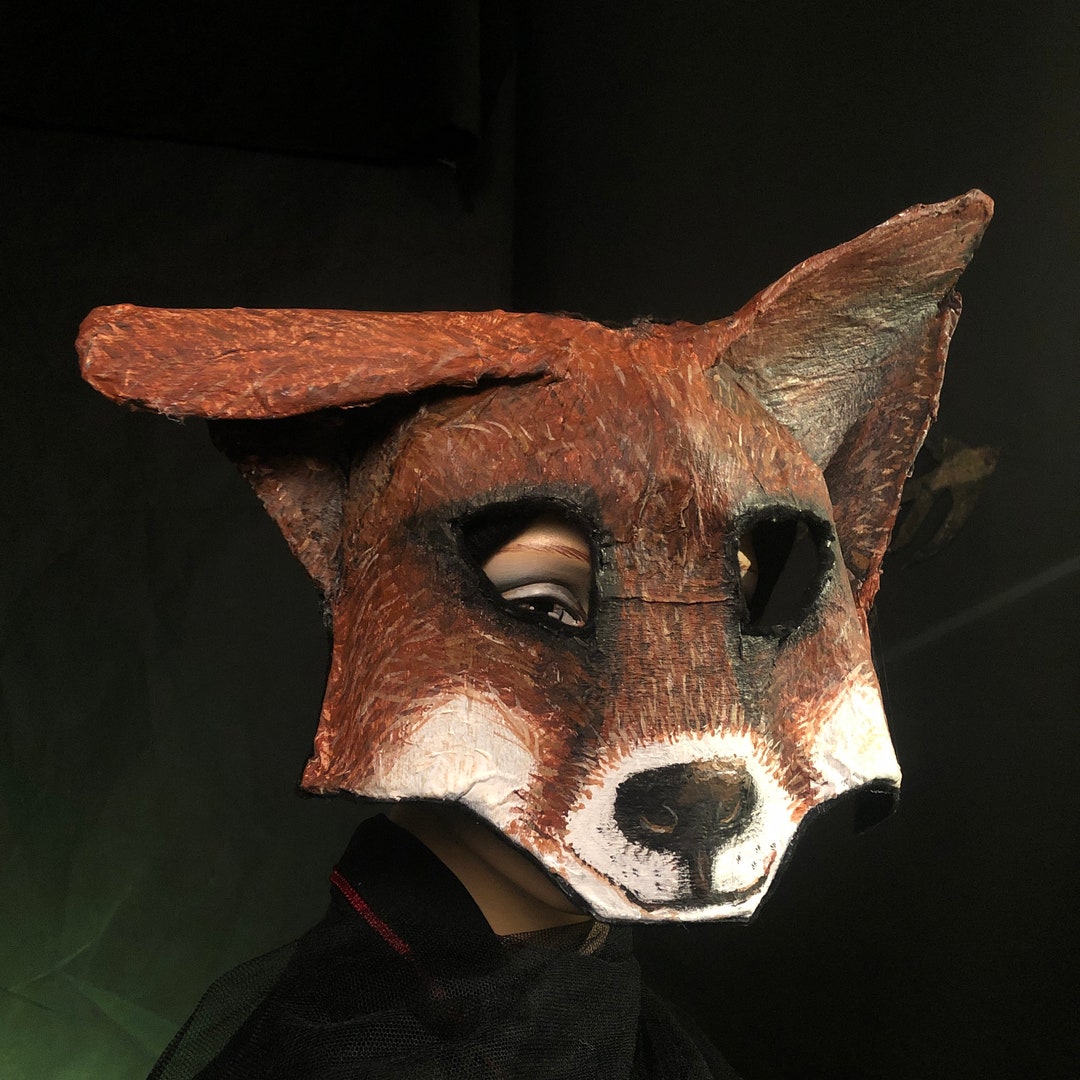 Kitsune Fox Mask Papiermâché Adult Halloween Costumes for Etsy