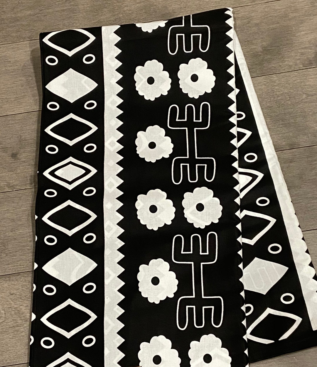 Chitenge Wrap Black and White African Fabric Sold per - Etsy
