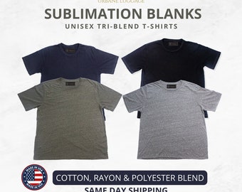 T-shirt sublimation ras du cou tri-blend - Chemises unisexes adultes vierges de qualité supérieure ultra douces - Fabriqué à LA - Urbane Luggage