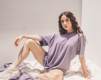 Purple Hemp Jersey Oversized T-Shirt - Super Comfy Shirt -Custom Made in LA for - Urbane Luggage Travel Essentials (S-2X Unisex Adult Sizes)