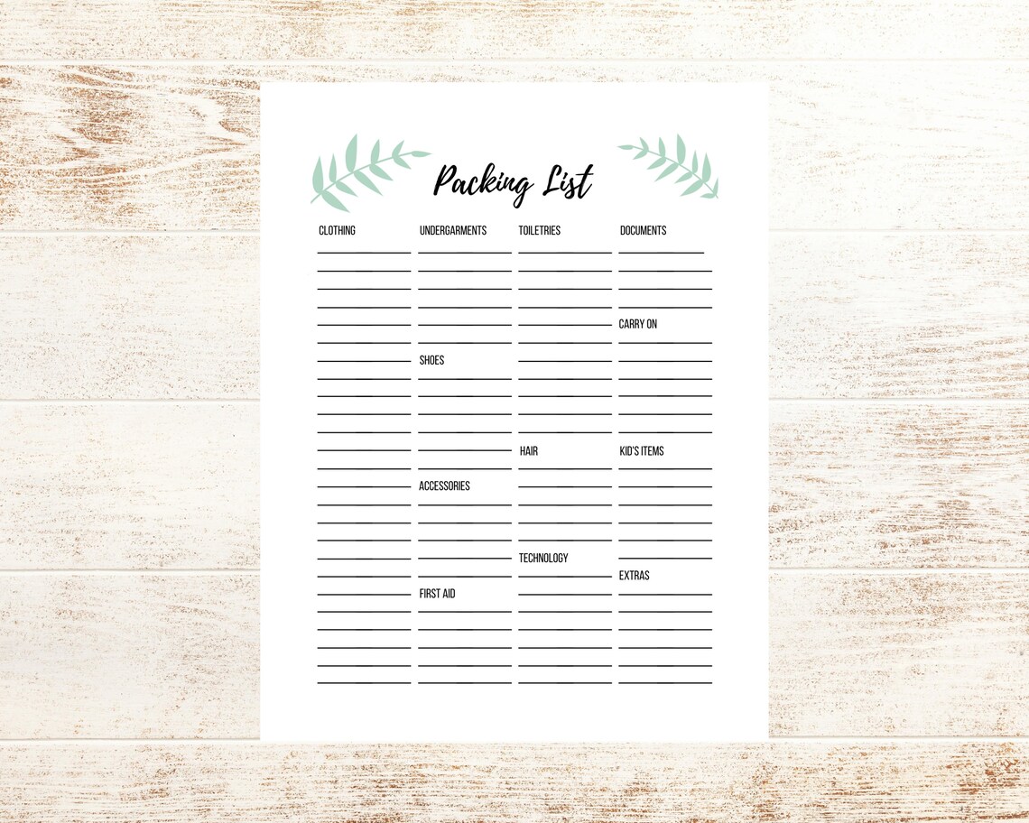 packing list printable travel packing list travel