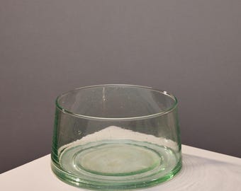 Handmade Recycled Glass Salad Bowl: Tall Serving Dish