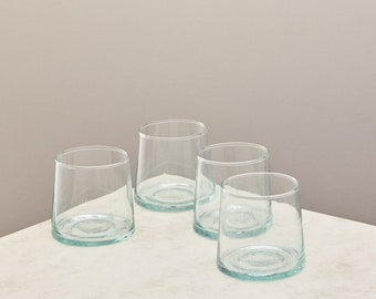 Low Glass Set - Handmade Recycled Drinking Glass - Set of 4 - 190ml