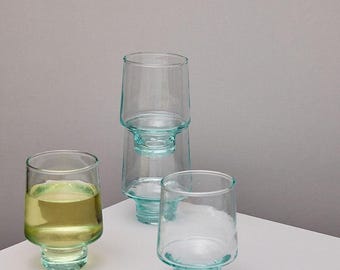 Tall Wine Glass Set - Handmade Recycled Drinking Glass