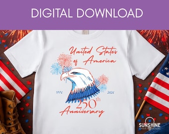 EE. UU. 250.º aniversario PNG: Águila calva patriótica, 4 de julio (Descarga digital)