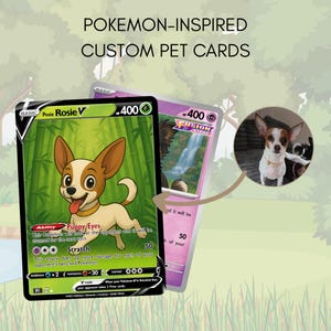 Carte Pokémon personnalisée pour animal de compagnie - carte à collectionner personnalisée de votre animal de compagnie - cadeau pour les fans de Pokémon - cadeau unique pour les amateurs d'animaux de compagnie - carte Pokémon personnalisée