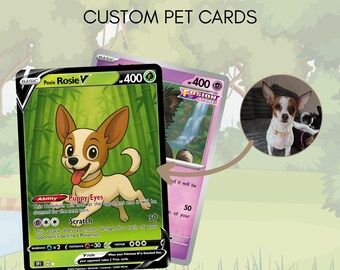 Tarjeta de mascota Pokémon personalizada - Tarjeta coleccionable personalizada estilo anime