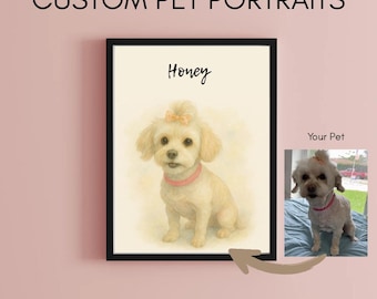 Retrato de mascota en acuarela personalizado: Arte canino divertido, decoración de pared única (archivo digital disponible)