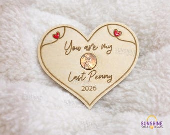 Imán de corazón de madera grabado, regalo de San Valentín, adorno de último centavo