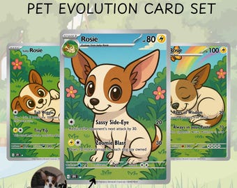 Tarjetas personalizadas de evolución de mascotas Pokémon: set de tarjetas coleccionables de perros personalizados